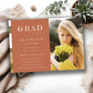 Invitation Mini Terracotta Clean Photo Graduation Party