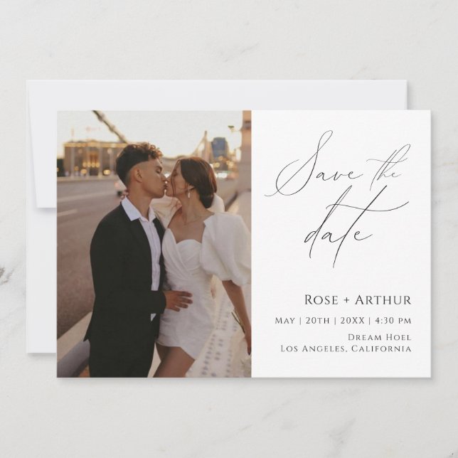 Invitation Miniature De Script Photo Enregistrer La Date (Devant)