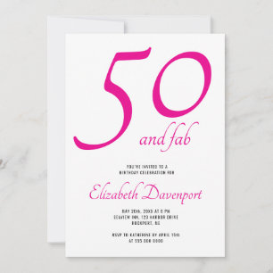 Invitation Minimal 50 et Fab Rose Anniversaire