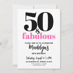 Invitation Minimal 50 et merveilleuse Fête d'anniversaire 50 