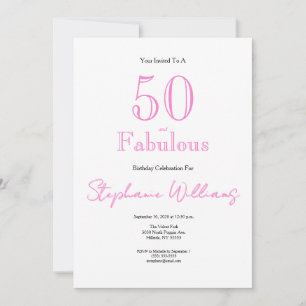 Invitation Minimal 50 et merveilleux Rose 50e anniversaire