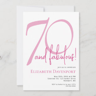 Invitation Minimal 70 ans et Incroyable Anniversaire Rose