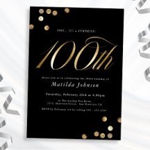 Minimal Black Gold Surprise 100e fête d'anniversai