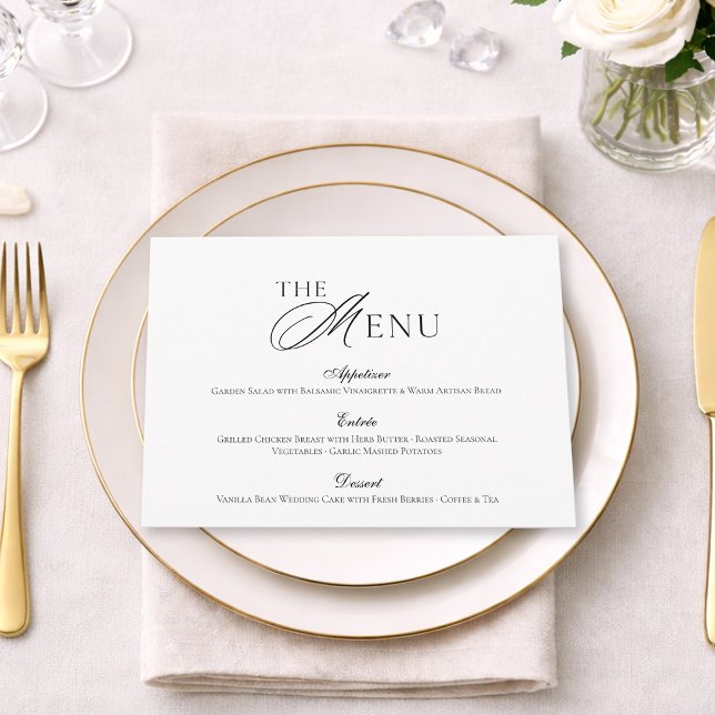 Invitation Minimal Black & White Wedding Menu card (Créateur téléchargé)