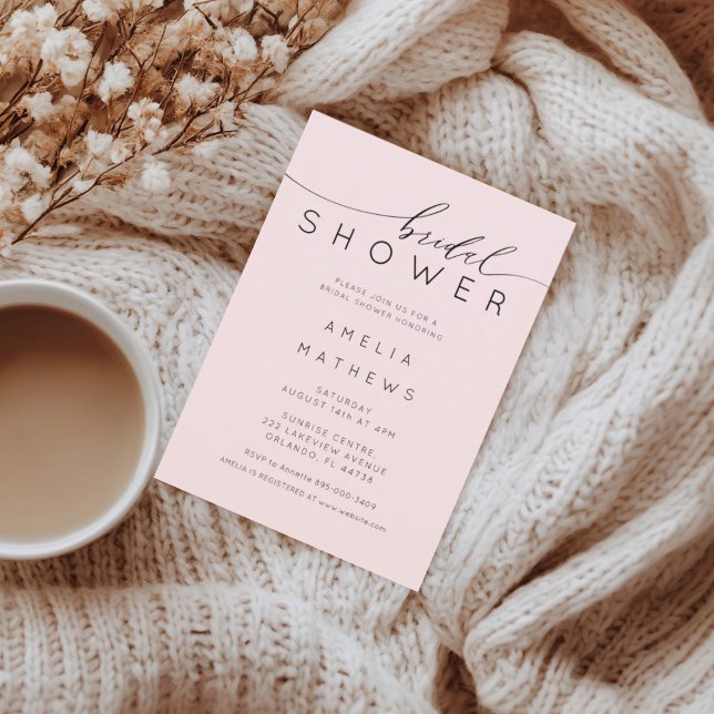 Invitation Minimal Blush Pink Bridal Shower (Créateur téléchargé)