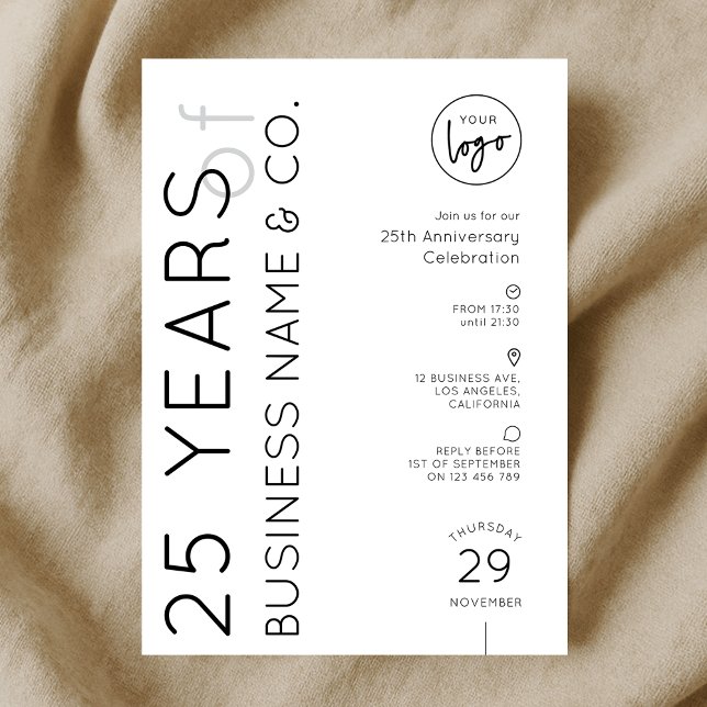 Invitation Minimal Business Anniversary Dinner Corporate Logo (Créateur téléchargé)