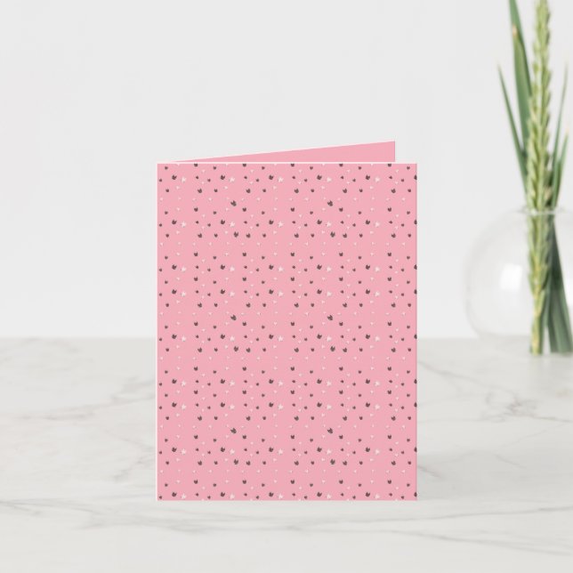 Invitation Minimal Cat Faces Pattern on Pink – Cute Pastel  (Devant)