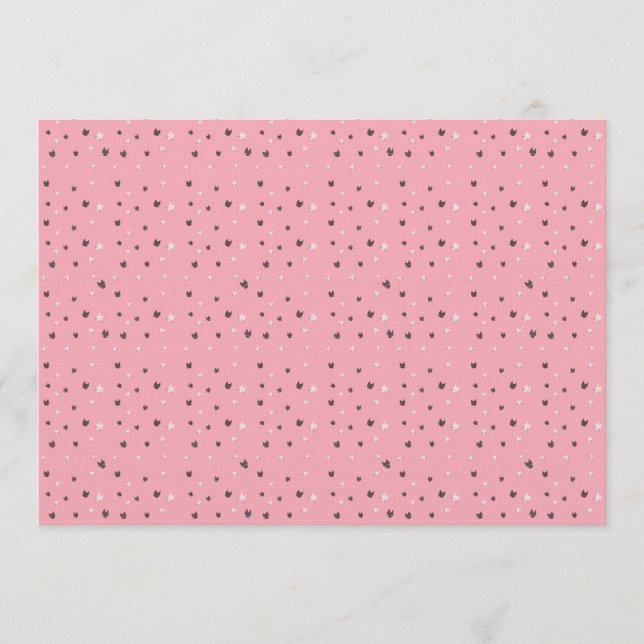 Invitation Minimal Cat Faces Pattern on Pink – Cute Pastel  (Devant)