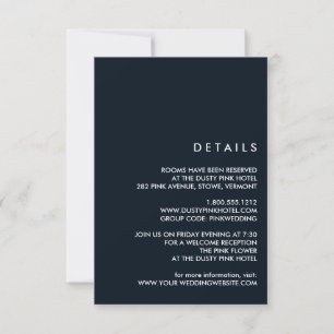 Invitation Minimal chic bleu foncé   Détails de l'invité Mari