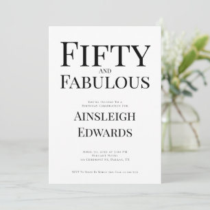 Invitation Minimal Cinquante et Fantastique Fête d'anniversai