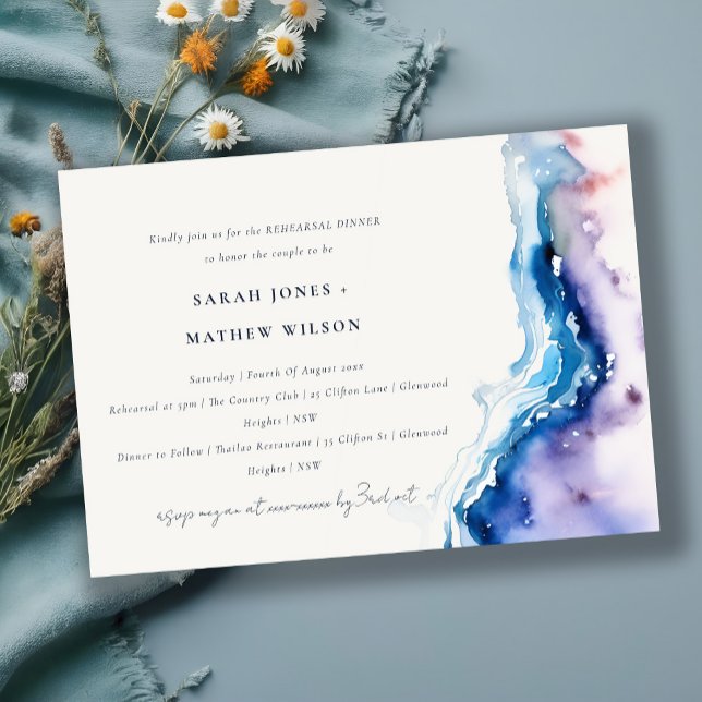 Invitation Minimal Coastal Sea Beach Wedding Rehearsal Dinner (Créateur téléchargé)
