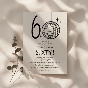 Invitation Minimal Doodle 60e Anniversaire Boule Disco