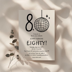 Invitation Minimal Doodle 80e Anniversaire Boule Disco