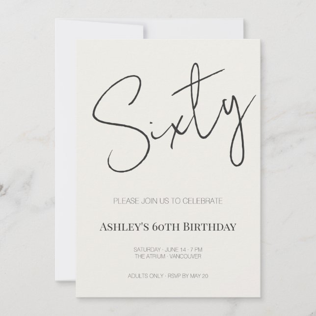 Invitation Minimal Elegant Sixty 60th Birthday Celebration  (Devant)
