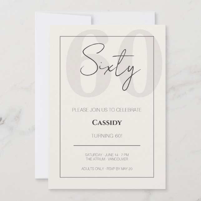Invitation Minimal Elegant Sixty 60th Birthday Celebration  (Devant)