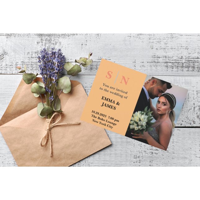 Invitation Minimal et chic Dusty Blue Deux Mariage photo (Créateur téléchargé)
