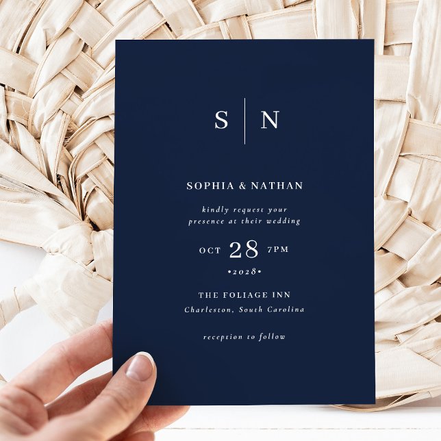 Invitation Minimal et chic | Mariage bleu marine (Créateur téléchargé)