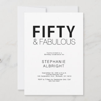 Invitation Minimal Fifty and Fabulous 50th Birthday Party