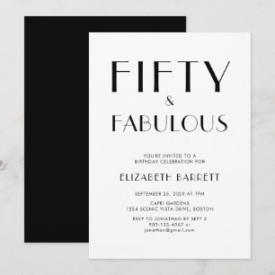 Invitation Minimal Fifty et Fabuleux Fête d'anniversaire 50 a