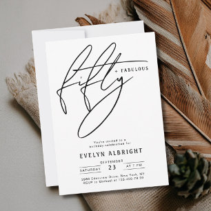 Invitation Minimal Fifty et Fabulous Fête d'anniversaire 50 a