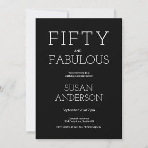 Invitation Minimal Fifty et Merveilleux 50e Anniversaire