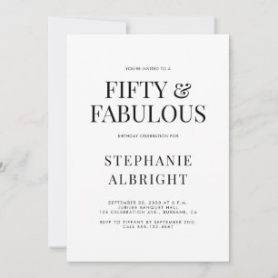 Invitation Minimal Fifty et Merveilleux 50e Anniversaire