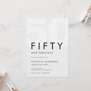 Invitation Minimal Fifty et Merveilleux 50e Anniversaire