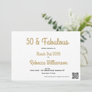 Invitation Minimal Fifty et Merveilleux 50e Anniversaire 