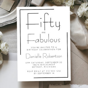 Invitation Minimal Fifty et Merveilleux 50e Anniversaire