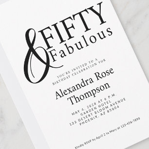 Invitation Minimal Fifty et Merveilleux Fête d'anniversaire 5