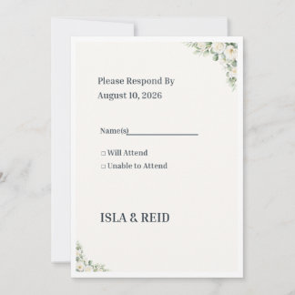 Invitation Minimal Greenery Wedding RSVP Card | Elegant Flora