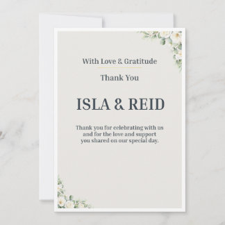 Invitation Minimal Greenery Wedding Thank You Card