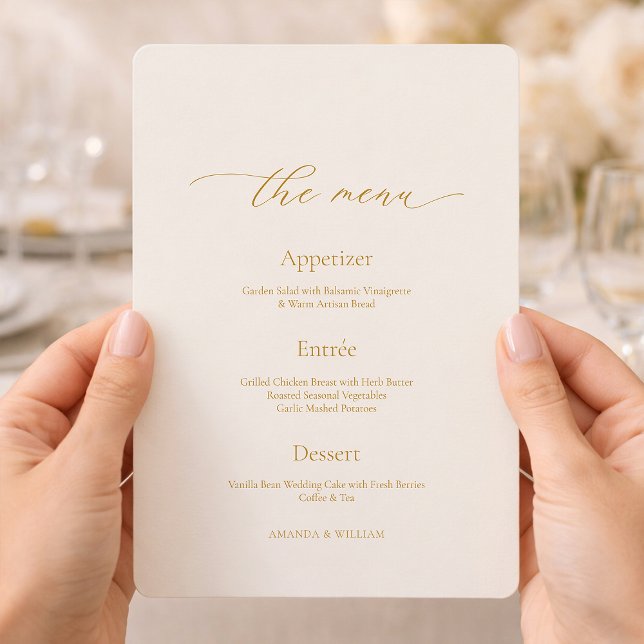 Invitation Minimal Ivory Wedding Menu with Calligraphy Header (Créateur téléchargé)