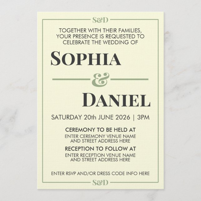 Invitation Minimal Modern Editable Wedding (Devant)