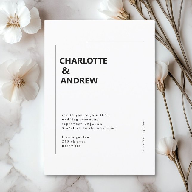 Invitation Minimal, moderne Einladung (Minimal, modern, white, Wedding Invitation.)