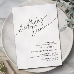 Invitation Minimal moderne   Script simple Dîner d'anniversai