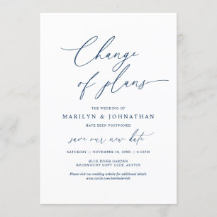 Invitation Minimal Navy, Changement de plans, mariage reporté