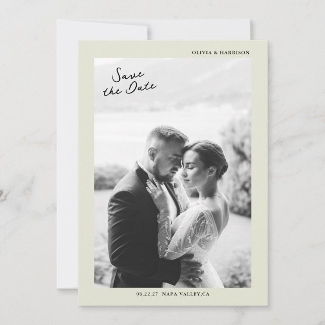 Invitation Minimal Photo Wedding Save the Date Card (Devant)
