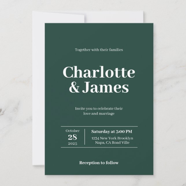 Invitation Minimal Retro Green Mariage de script photo modern (Devant)