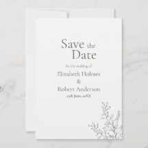 Minimal Sage Green Botanical Save the Date