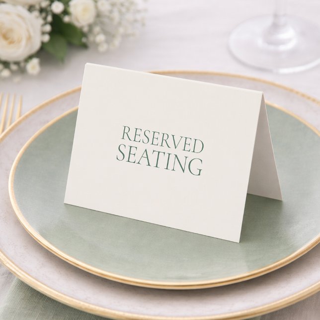 Invitation Minimal Sage Green Reserved Seating Place Card (Créateur téléchargé)