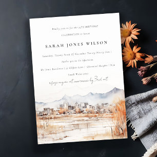 Invitation Minimal Salt Lake City Utah Aquarelle Anniversaire