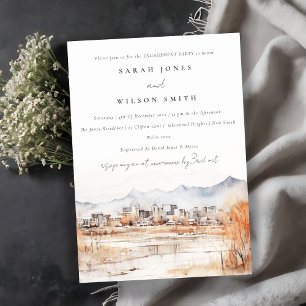 Invitation Minimal Salt Lake City Utah Watercolor Fiançailles