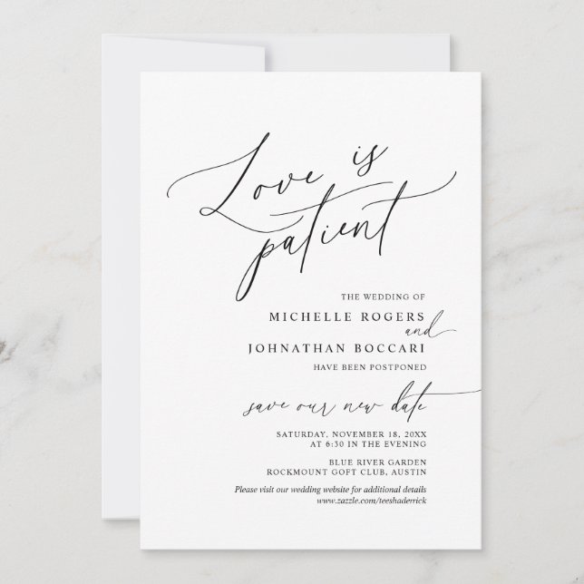 Invitation Minimal Simple, Amour chez le patient, mariage rep (Devant)
