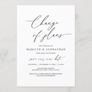 Invitation Minimal Simple, Changement de plans, mariage repor