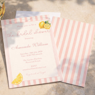 Invitation Minimal Stripes Citron Pêche Baby Shower