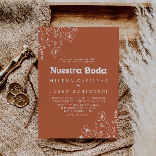 Invitation Minimal Terracotta Fleur Sauvage Nuestra Boda Mari