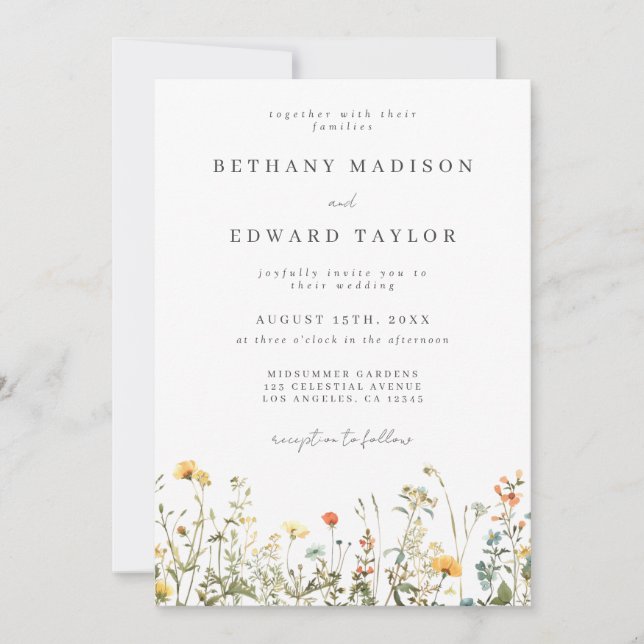 Invitation Minimal Wildflower All in One Wedding (Devant)