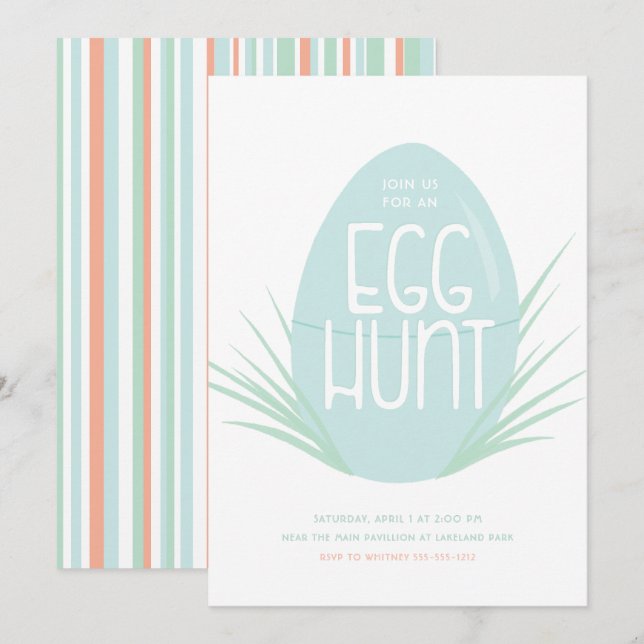 Invitation minimale à la chasse aux oeufs de Pâque (Devant / Derrière)
