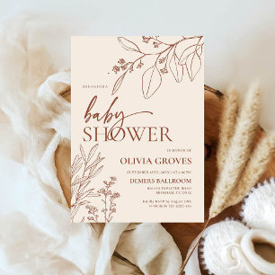 Invitation minimale au Baby shower floral